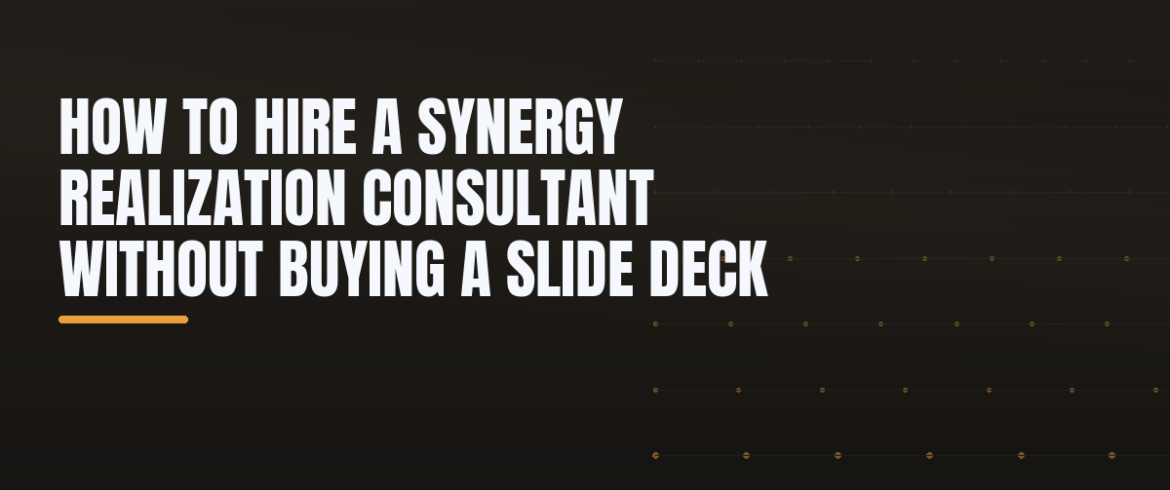 How to Hire a Synergy Realization Consultant Without Buying a Slide Deck